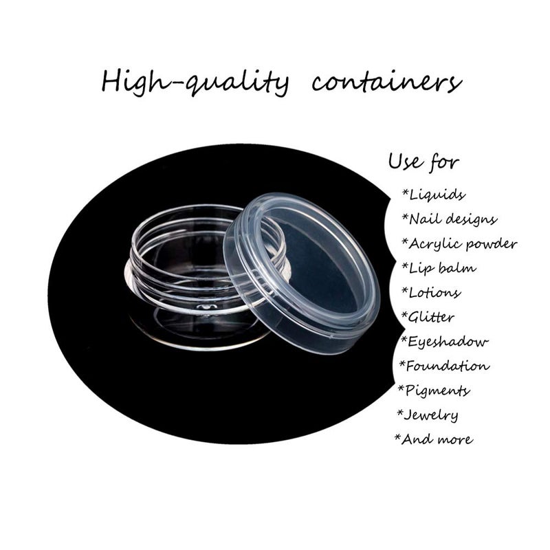 ZEJIA 10pcs Small Travel Containers, Clear Sample Containers with Screw Lids, 5 Size 3/5/10/15/20 Gram Sample Jars with 12pcs Labels and 2pcs Mini Disposable Spatula, Makeup Sample Containers BPA Free - Image 4